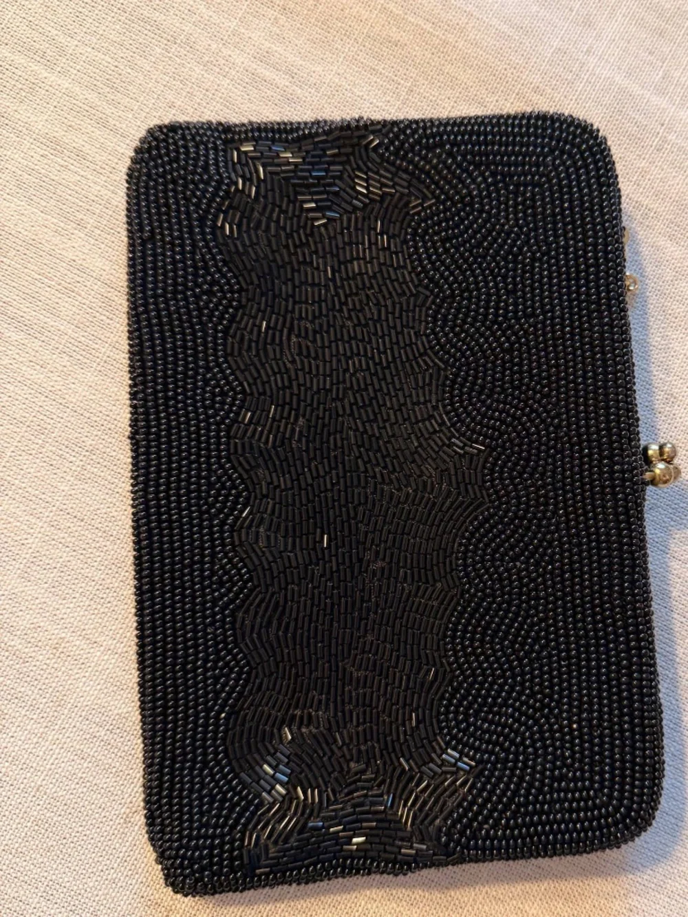 Vintage Japan Black Cat Hand Beaded Clutch